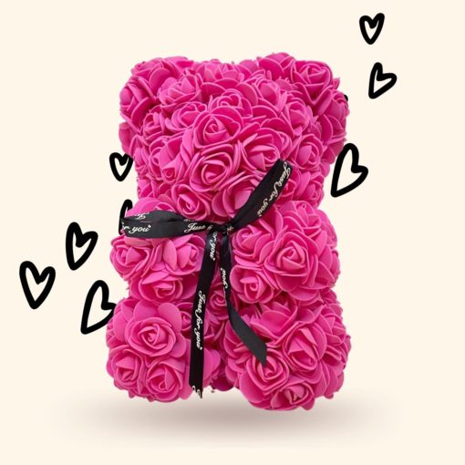 ROSE BEAR - RŮŽOVÝ MEDVÍDEK Z RŮŽÍ 25 CM V DÁRKOVÉM BALENÍ